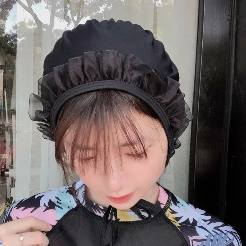 Lace Waterproof Swimming Cap Cute Swim Cap for Very Long Thick Curly Hair Dreadlocks-Weaves Braids Afros Keep Hair Dry 6