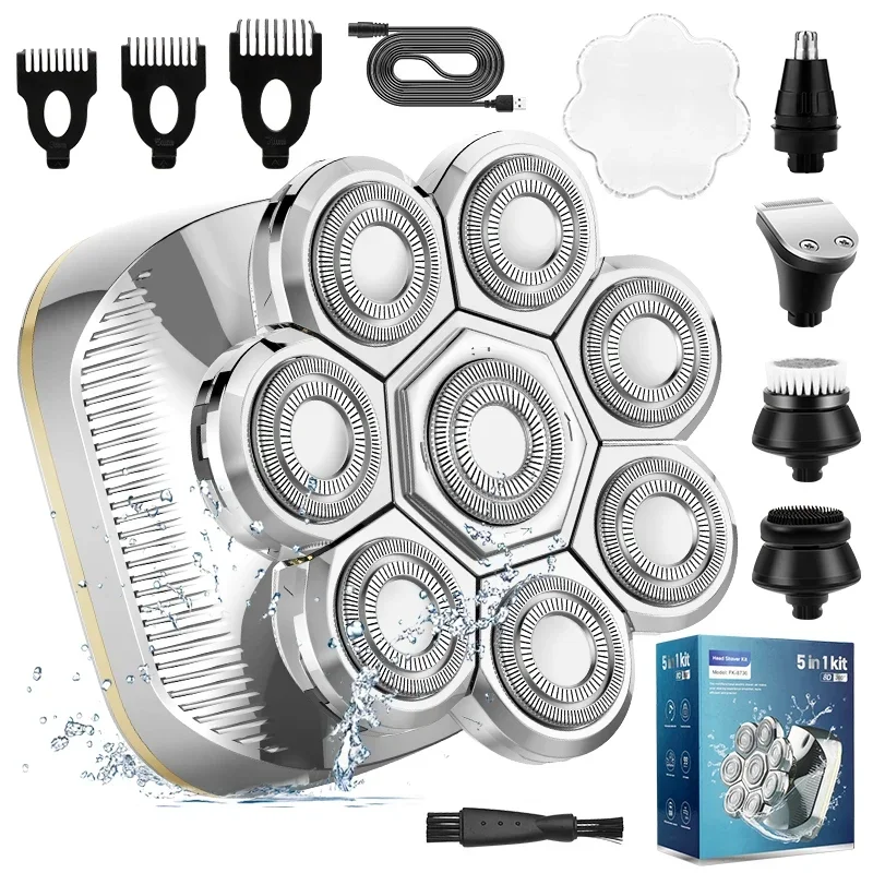 

Resuxi FK8730 IPX6 Electric Shaver 8D Floating Head LCD Remaining Battery Display Beard Razor Nose Hair Trimmer