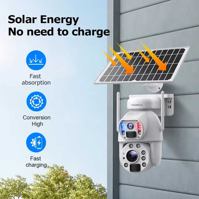 SHIWOJIA 4K 8MP 50X Zoom Solar Camera 4G Sim Dual Lens Recording Humanoid Tracking Outdoor Camera Metal Waterproof UBox app 2