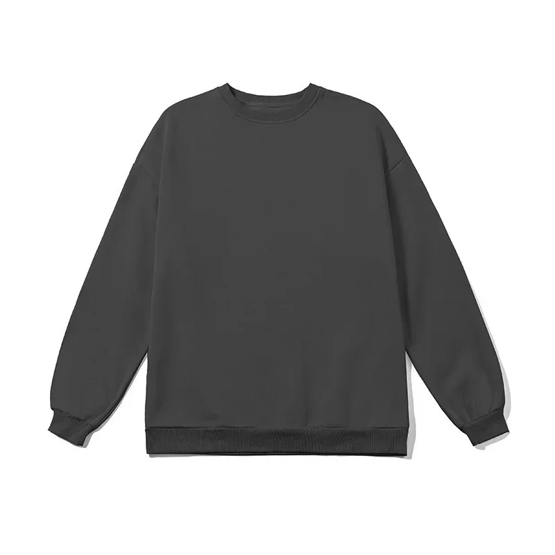 New Hong Kong Style Large Size Solid Round Neck Sweater Pullover Casual Loose Fitting Men's Japanese Long Jacket Men