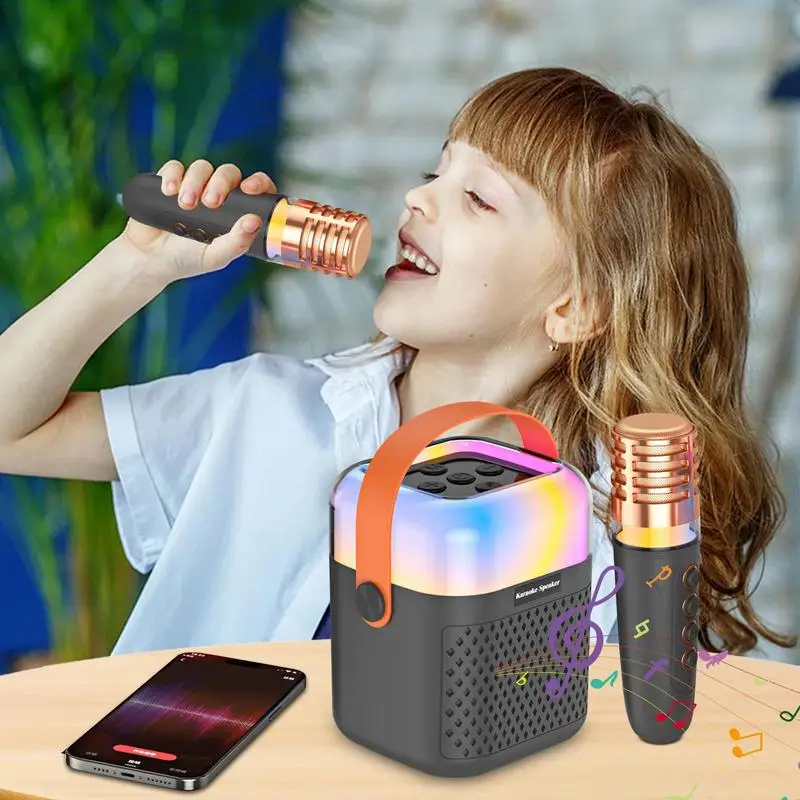 Kids Karaoke Machine For Girls Small Karaoke Machine Toy Portable Outdoor Speaker Singing System With 2 Wireless