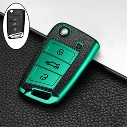 Premium Leather TPU Car Key Case Protection Bag (Green)
