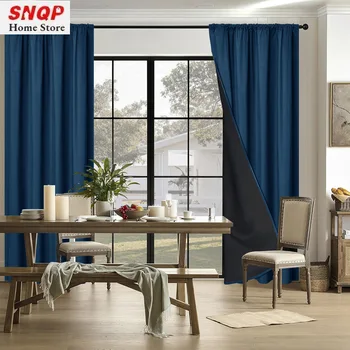 1Pc 100% Blackout Curtains for Living Room Bedroom Thermal Insulated Lining Waterproof Window Decor Kitchen HOTEL 창문커텐 Door 1