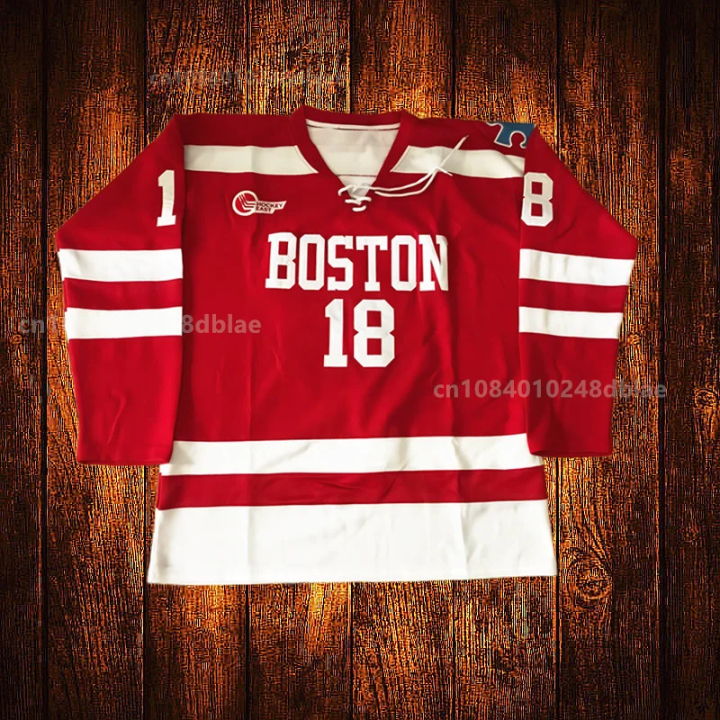 Vintage BOSTON UNIVERSITY 18 Drury Embroidery Stitched ice Hockey Jersey Youth Kids Adult Any Size And name