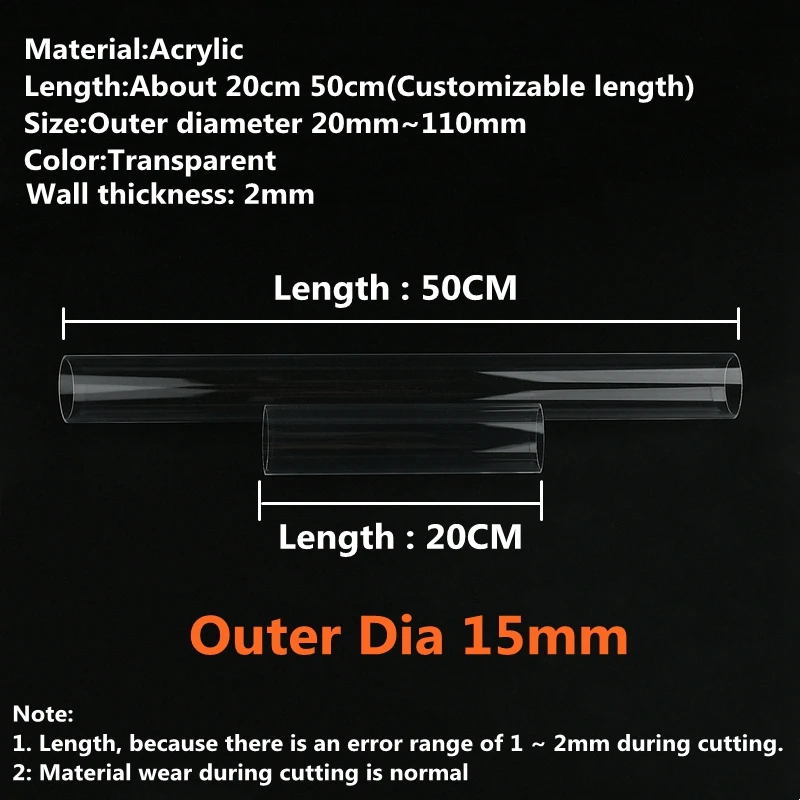High Transparent Acrylic Tube for Aquarium or Garden Irrigation