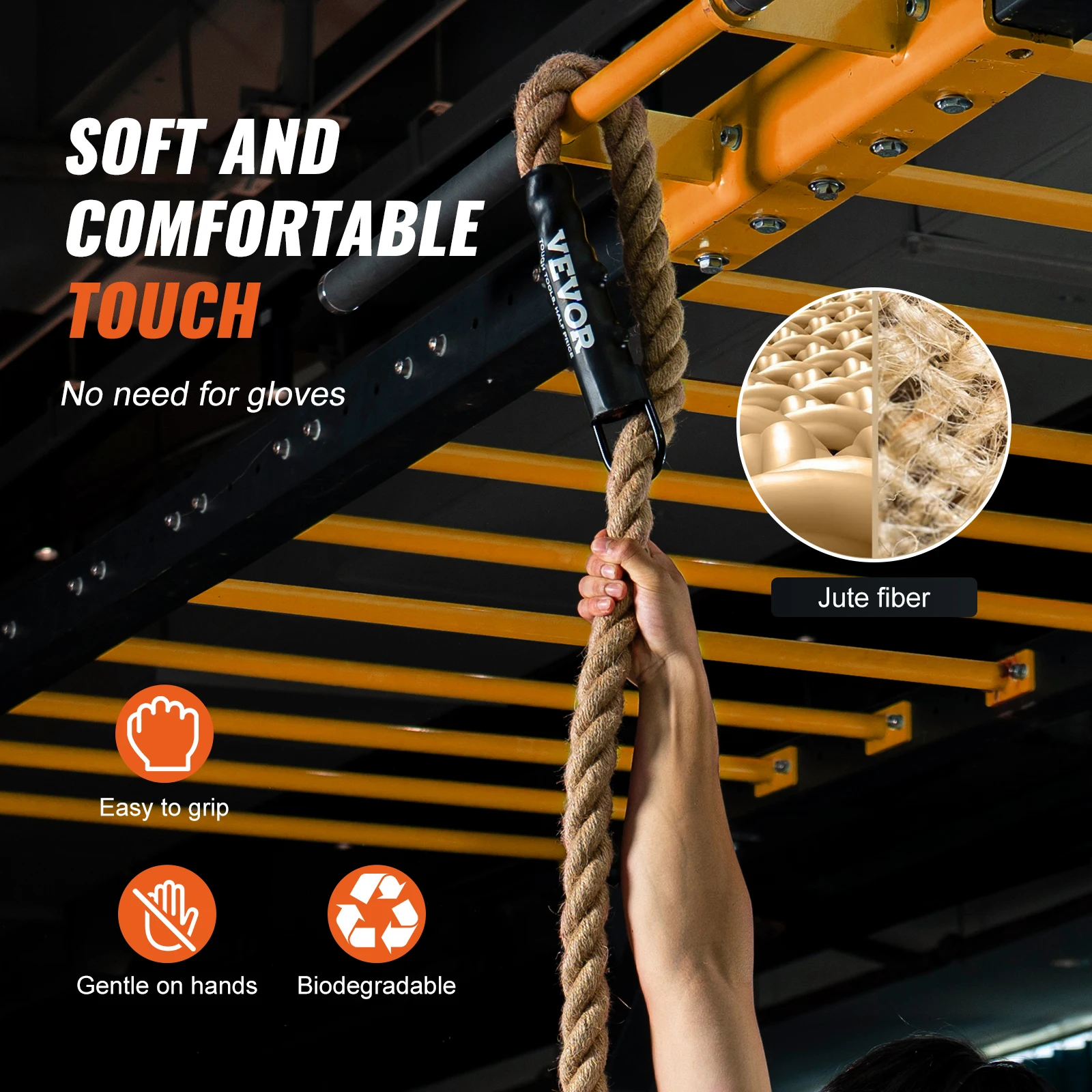 SucceBuy 10-30FT Gym Climbing Rope Gym Fitness Training Rope Gym Exercise Workout Rope for Adults, Climbing Rope for Fitness