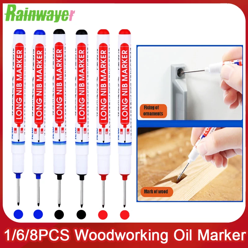 1/6/8 Wood Working Oil Marker Pen Bathroom Wood Working Deep Hole Marker Pen Waterproof Quick
