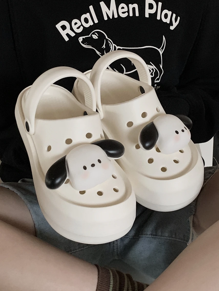 Summer Sandals Man Women Garden Shoes Cute Dog Parent-child Hole Shoes Summer Height Increase Anti Slip Wearing EVA Slippers