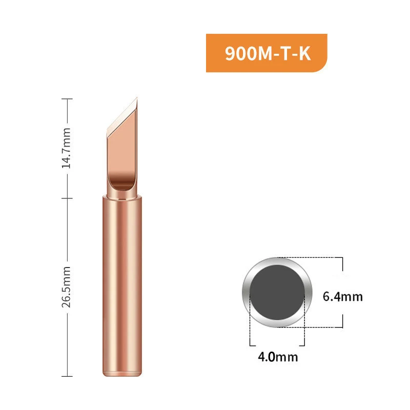 5/10Pcs Copper Welding Head 900M-T-K Pure Copper Soldering Iron Nozzle Electric Soldering Iron Head Thermostatic Welding Tools