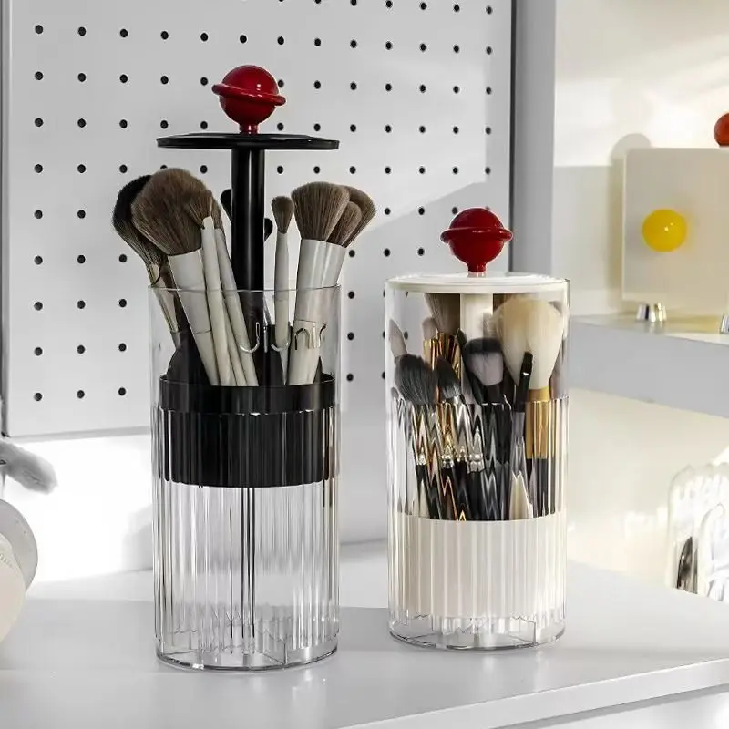 Automatic Lifting Makeup Brushes Holder with Lid Dustproof Makeup Organizer for Vanity Cosmetic Storage Box Lipstick Container 3