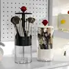 Automatic Lifting Makeup Brushes Holder with Lid Dustproof Makeup Organizer for Vanity Cosmetic Storage Box Lipstick Container 3