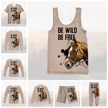 

vitinea New 3D Full Print Be wild be free horse T-shirt/Sweatshirt/Zip Hoodies/Thin Jacket/Pants Four Seasons Casual P57