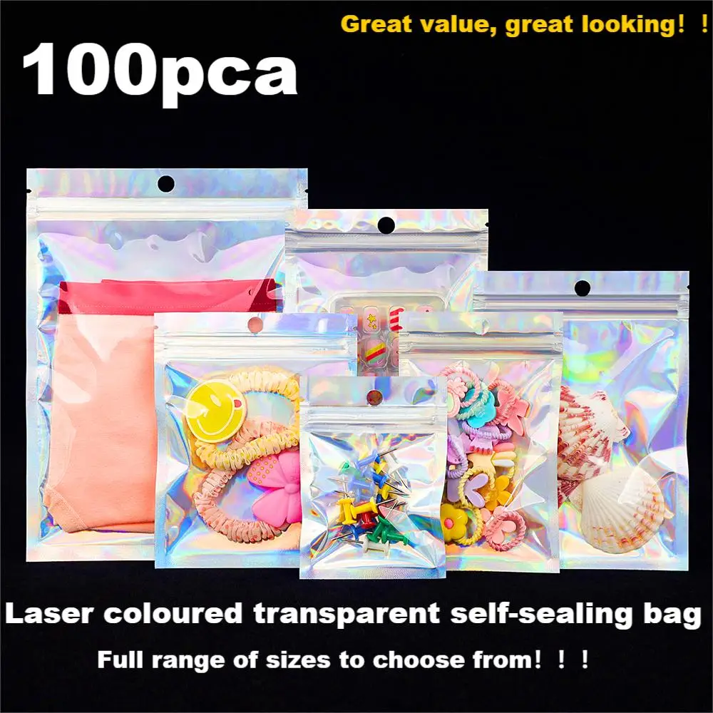 100 Stück selbst klebende Lasers chmuck transparente Kunststoff verpackungs beutel Süßigkeiten Postkarten Schmuck verpackung Geschenk Aufbewahrung beutel