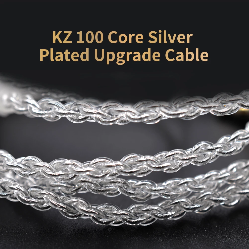 KZ Earphone Cable Silver plated Upgrade Cable Standard Gold-plated Headset Wire 2PIN With Mic For KZ ZAX EDXPRO EDC ZNA ZSNPROX