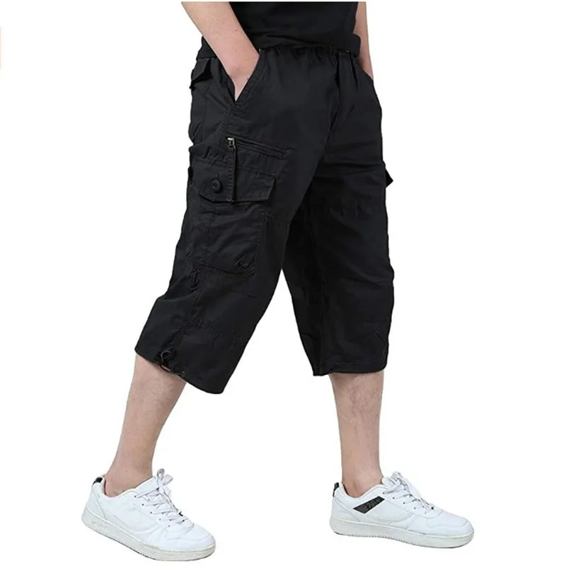 Capri Pantaloncini Cargo Lunghi Uomo 2023 Estate Casual Cotone Multi Tasche Pantaloni Caldi Pantaloni Corti Pantaloncini Mimetici Militari 5Xl
