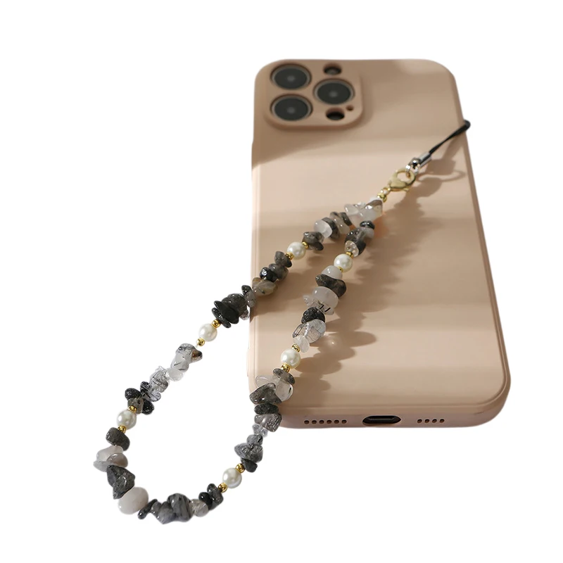 Handmade Bohemian Gemstone Pearl Phone Lanyard Accessory