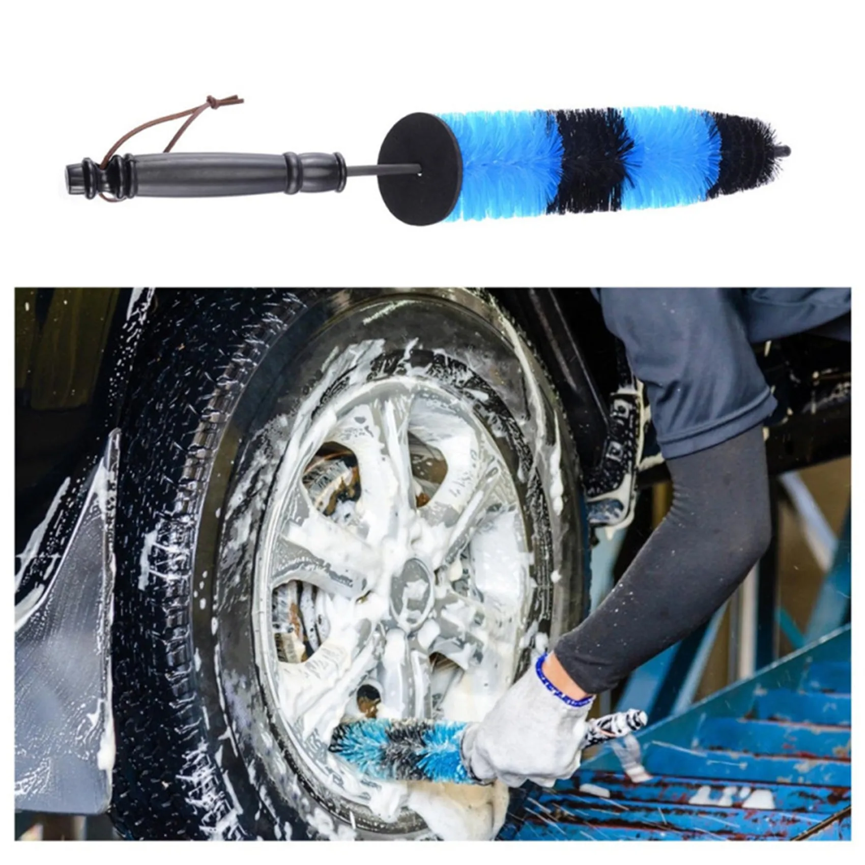 Multifunction Wheel Wash Brush Car Truck Motor Engine Grille Wheel Wash Brush Tire Rim Cleaning Tool 17Inch Long Easy Reach wheel cleaning brush wheel tire cleaning brush wheel brush car washing brush car wash brush car cleaning tool