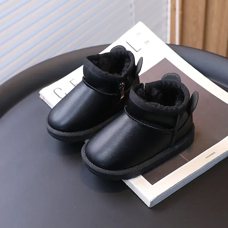 Cotton Snow Boots for Kids Black Beige Winter