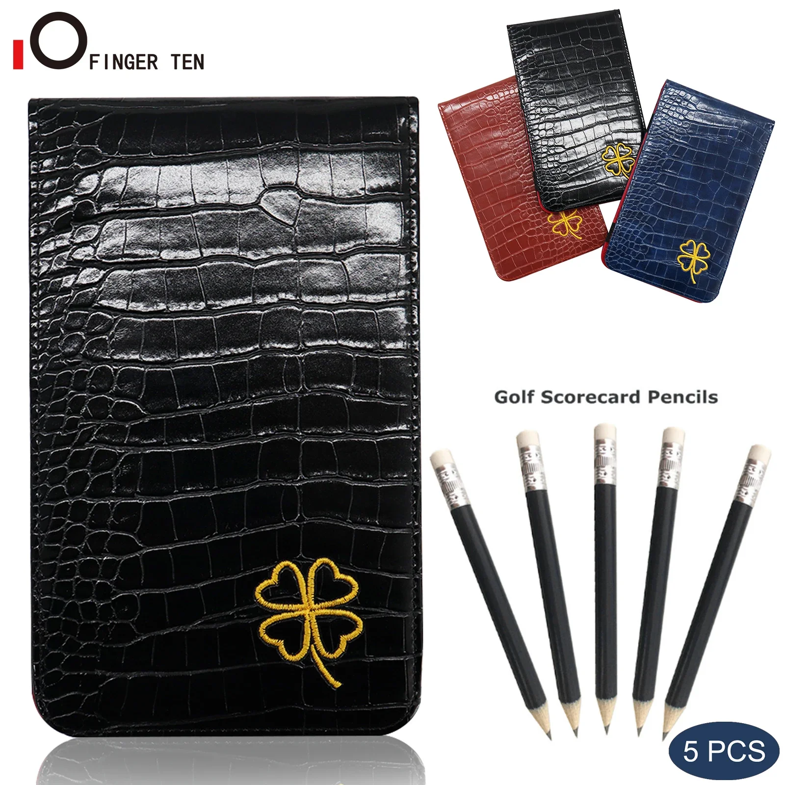 

New Durable Set Golf Scorecard Holder Genuine Leather with 5 Pencil Golfing Scoring Card Training Accessories Drop Shipping