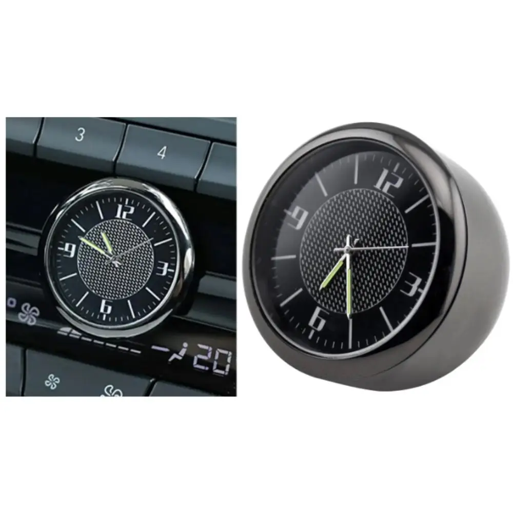 Titanium Alloy Round Luminous Car Dashboard Clock, Mini Digital Timepiece