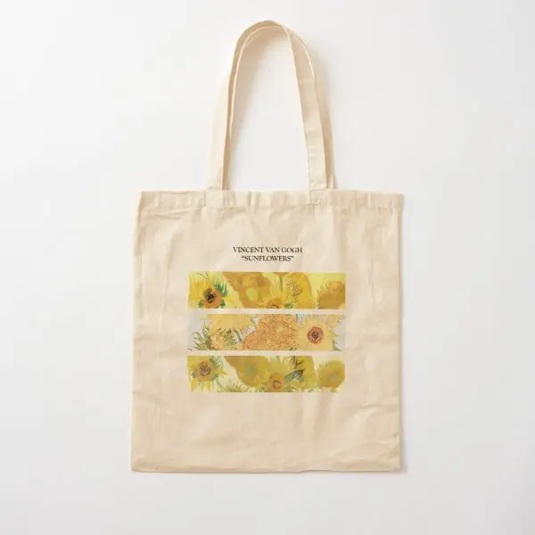 

Van Gogh Is Sunflowers Cotton Canvas Bag Tote Handbag Ladies Casual Reusable Shopper Shoulder Bag Designer Fabric Grocery
