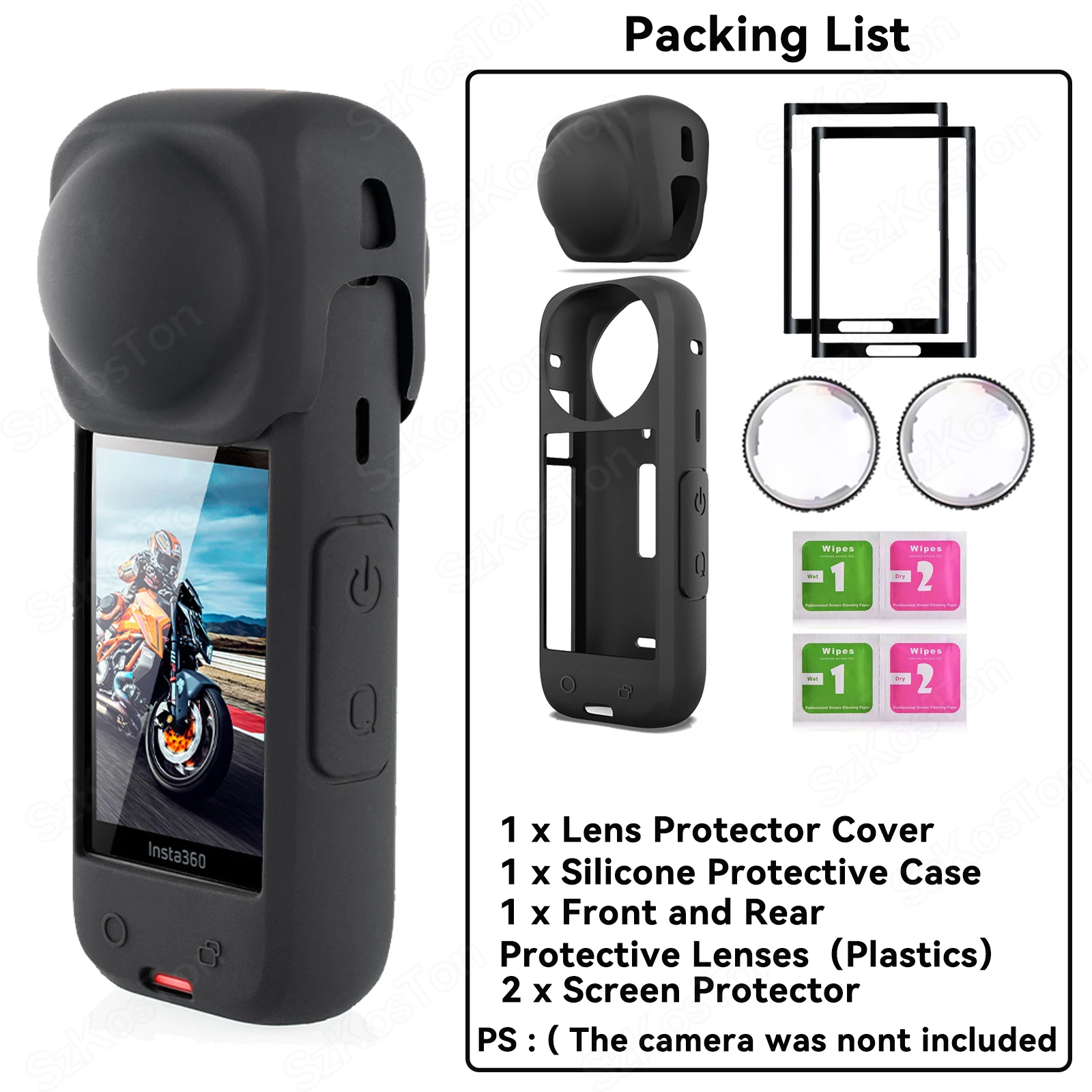 Soft Silicone Protective Lens Cap and Screen Protector for Panorama Cameras - Camera Accessories