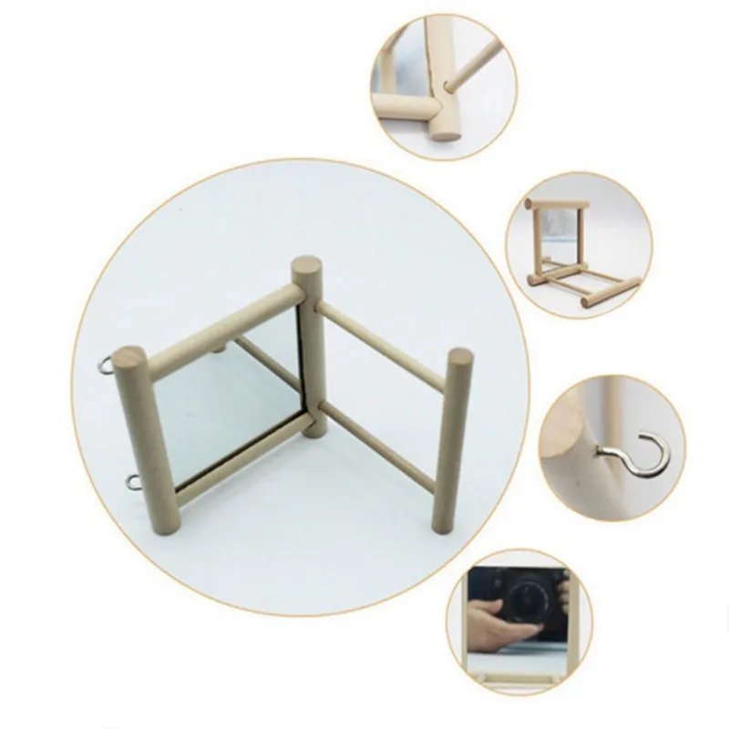 Title 6, Bird Mirror Wooden Interactive Play Toy With Pe...