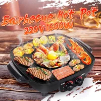 220V 1600W Oven Hot Pot Electric Multi Cooker Durable Hotpot Non-Stick BBQ Roasting Baking Plate for Barbecue Kitchen Cookware 2
