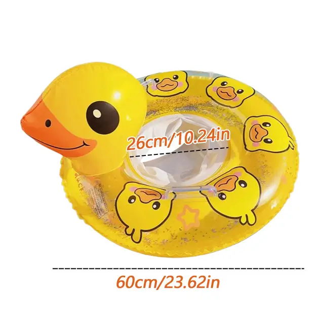 Swim Rings for Kids Inflatable Pool Floats for Baby Yellow Duck Shape Swim Rings with Handle Outdoor Toys for Summer Travel Boys 5