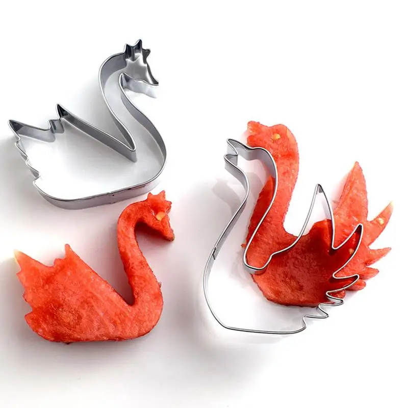 2pcs Swan Cookie Cutter Stainless Steel Party Cake Molds Biscuit Cutters Baking Tool Mould Stamp Baking Molds