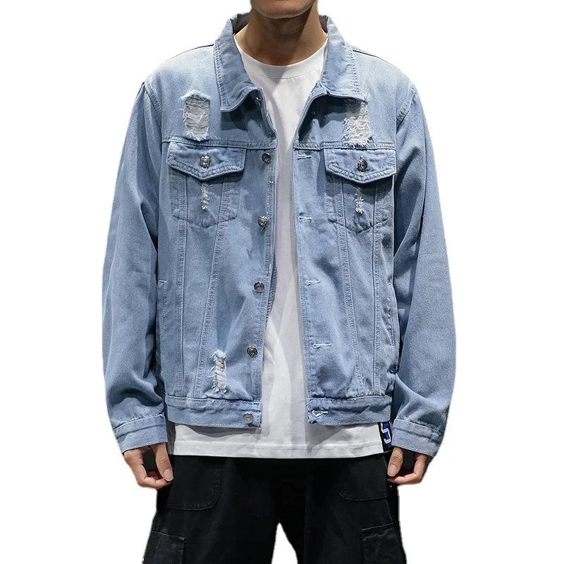 Men Light Blue Denim Jackets And Coats 