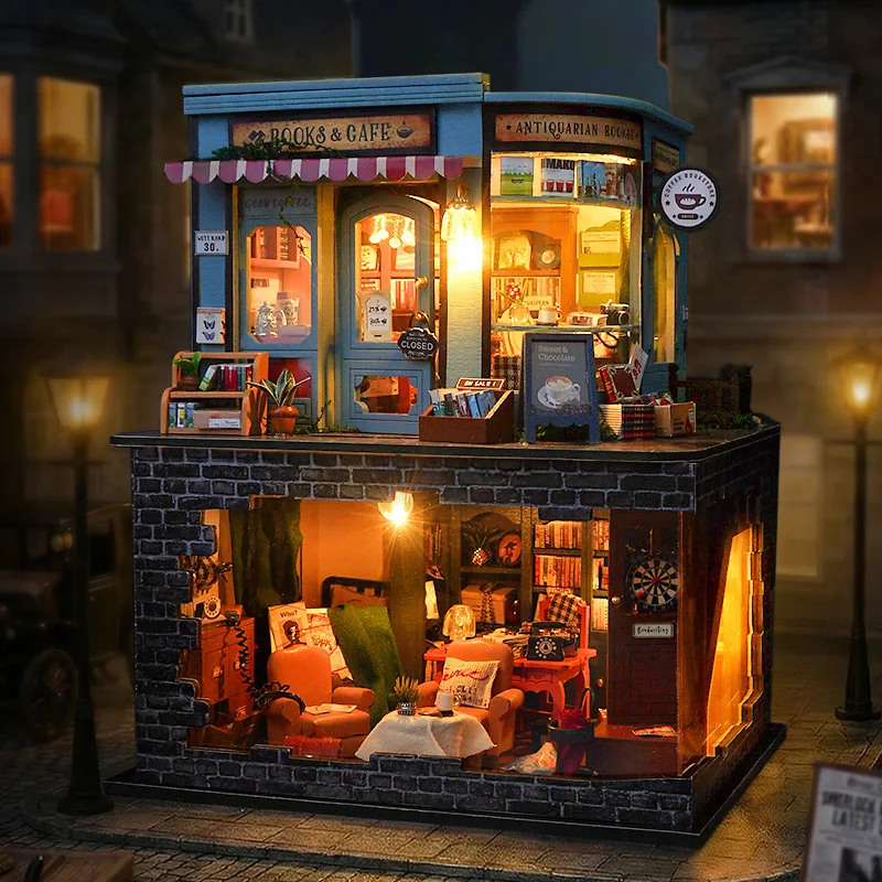 3D 동화 빌라 나무 인형 집 미니어처 모델 가구 키트 포함 DIY 조립 빌딩 장난감 어린이 성인 생일 선물