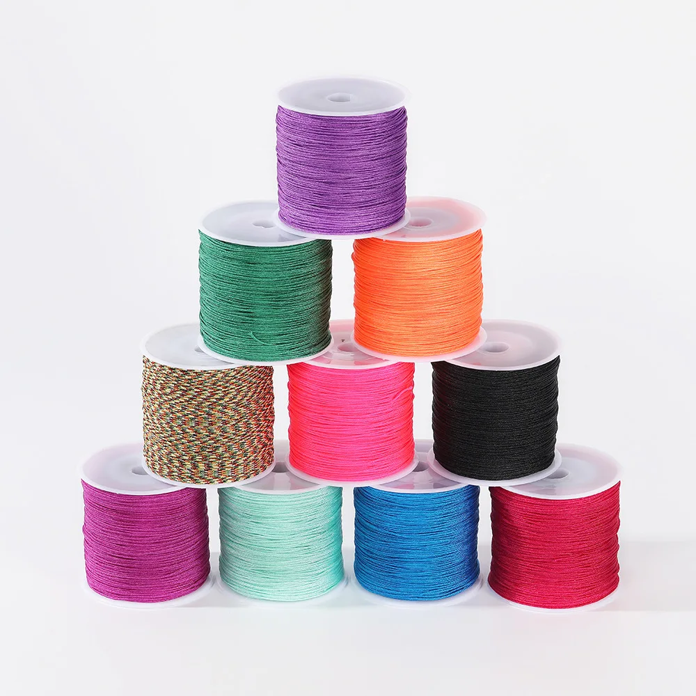50meter 0.8mm Nylon Cord Chinese Knot Macrame Craft Thread For Jewelry Making Beading Braided Satin String Bracelet Rattail Trim nylon cord,macrame cord