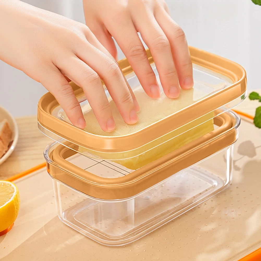 Butter Slicer Cutter with Sealing Lid Plastic Butter Keeper Anti-Scratch Butter Slice Container for Countertop Or Fridge