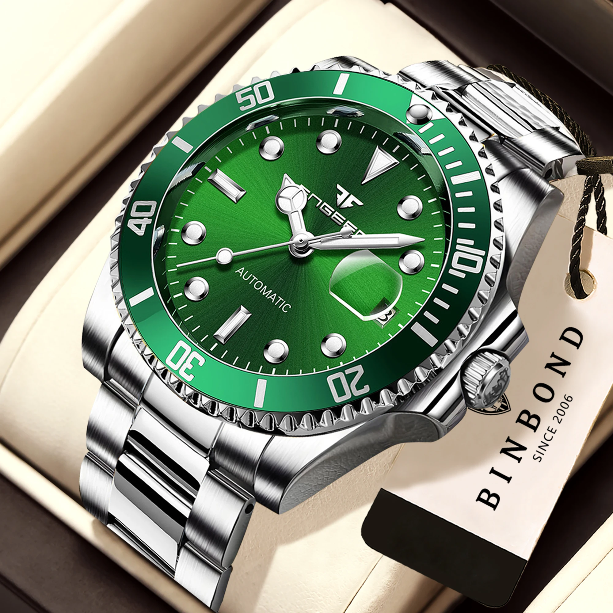 BINBOND Luxury Luminous Waterproof Automatic Tourbillon Watch