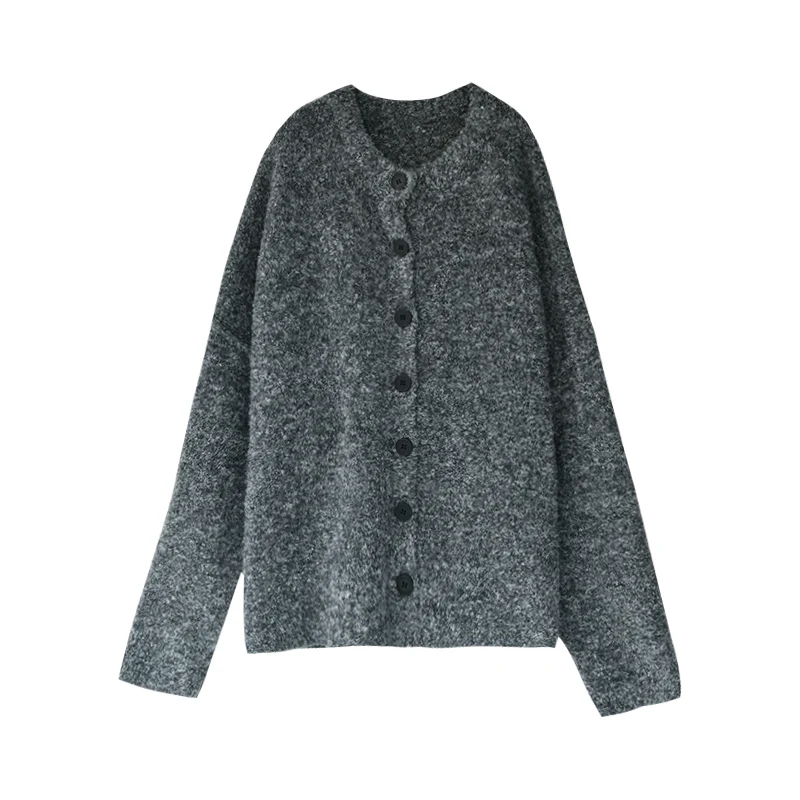 MICOCO W5061C Soft waxy loose round neckline sweater cardigan coat women comfortable all matching temperament simple 6
