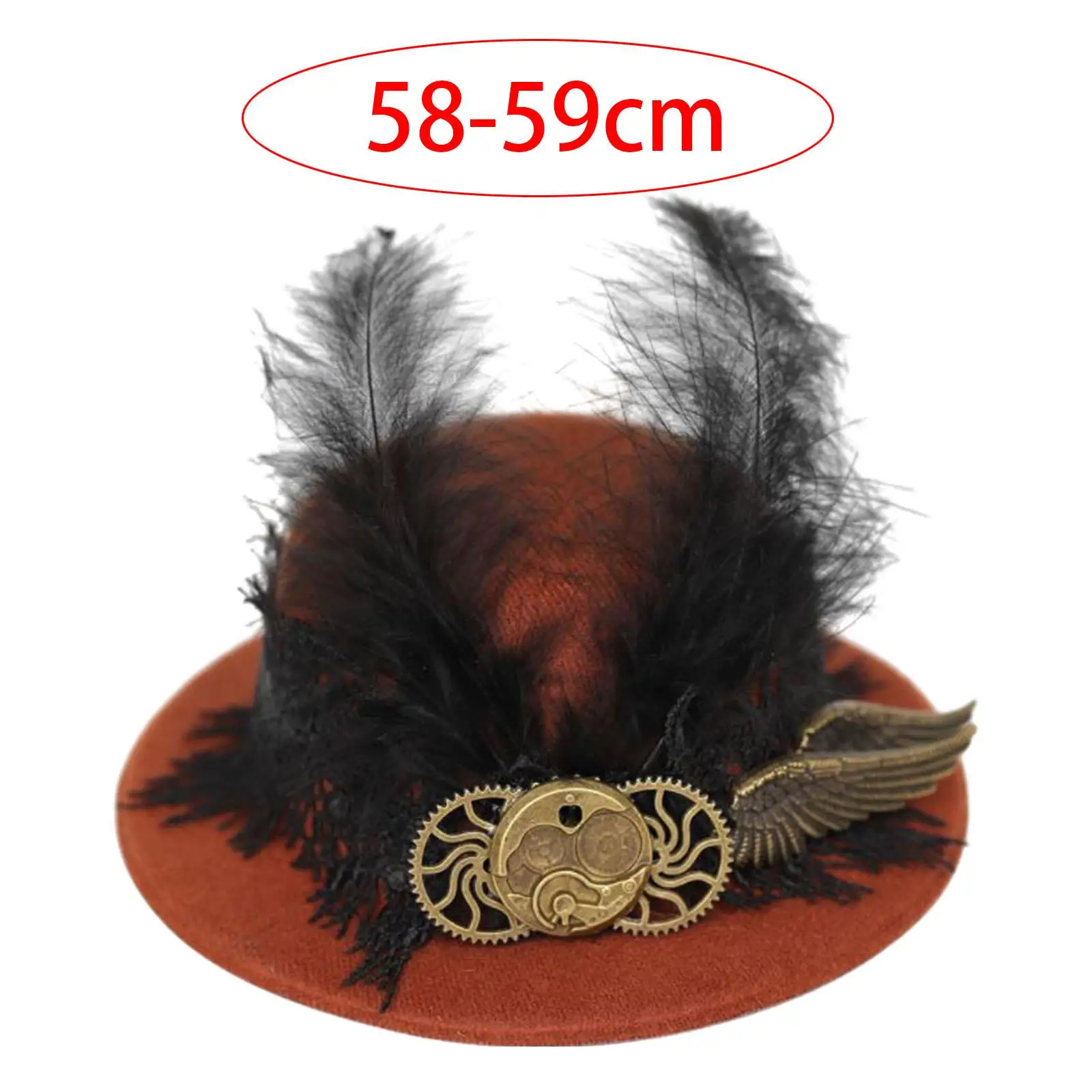 Steampunk Hair Clip Fedoras with Feather and Wing Funky Headgear Felt Top Hat Gothic Hat for Carnival Cosplay Halloween Women