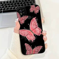 Shockproof Silicone Phone Case - Cute Cat & Butterfly Design - Redmi 9 Activ (TYhei2171)