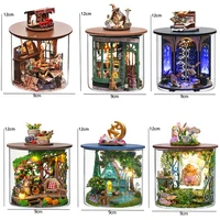 Wooden Mini DIY Doll house Kit For  Making And Assembling Room Models Toys Home And Bedroom Decorations With Furniture Dollhouse 6