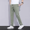 2024 Summer Men's Casual Pants Thin Soft Sports Zip Pocket Korea Grey Black Elasticity Lace-up Waist Jogging Work Trousers Male 3
