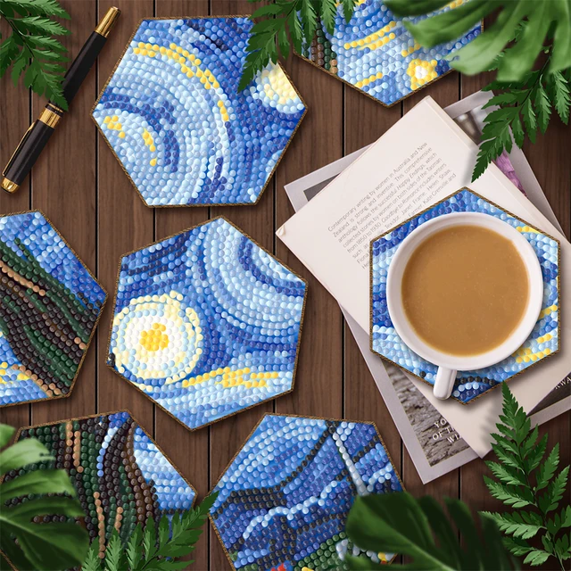 7pcs Cup Mats Sets Stackable DIY Diamond Painting Coasters Kit Honeycomb  Shape Special Shaped Drill Coffee Coasters Home Decor - AliExpress