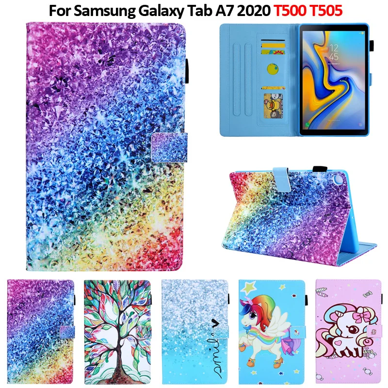 

Цветной кожаный чехол-бумажник с подставкой для Samsung Tab A7 SM T500, защитный чехол для планшета Galaxy Tab A7 2020