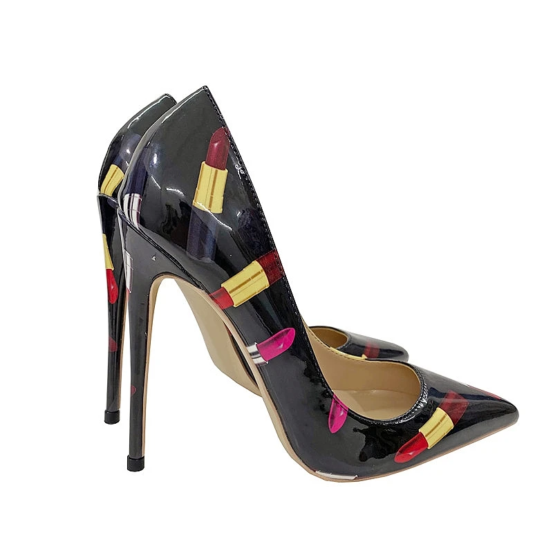 Lipstick Graffiti Stiletto High Heels Shoes