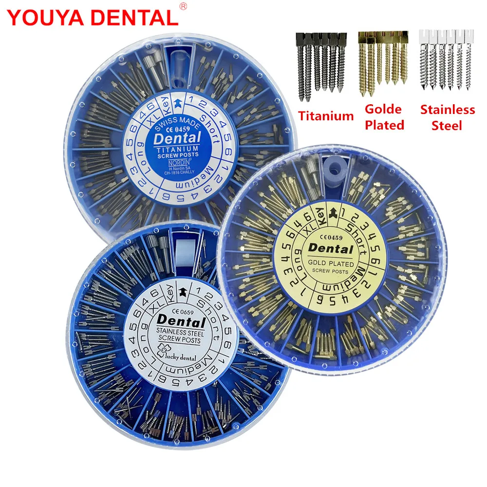 

120pcs/box Dental Screw Post Golden Plated/ Titanium/ Stainless Steel Screw Posts Dentistry Materials Dentist Instrument Tools