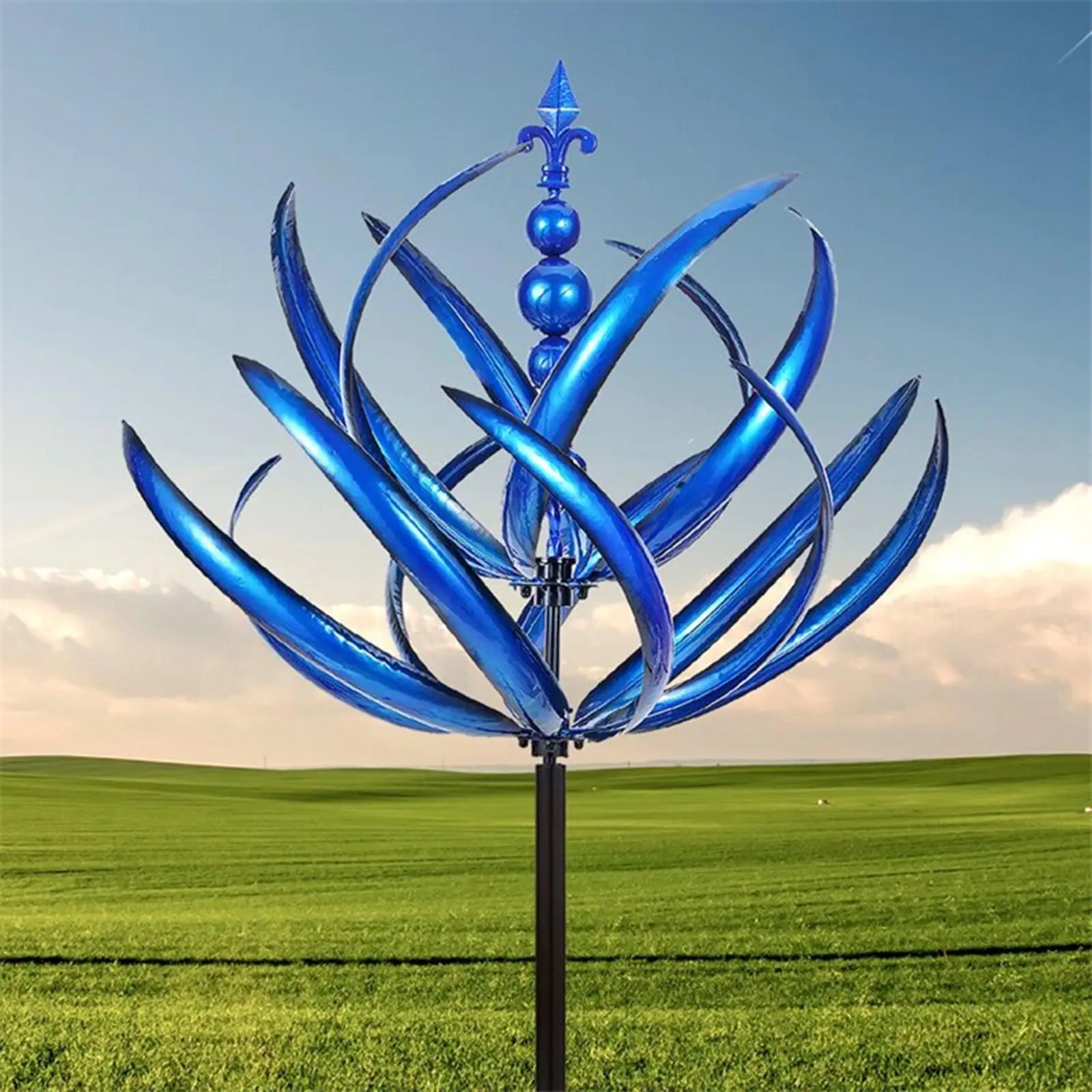 

Wind Mill Landscape with Metal Garden Stake, Pinwheel Wind, Wind Sculpture for Terrace Decorative Ornament