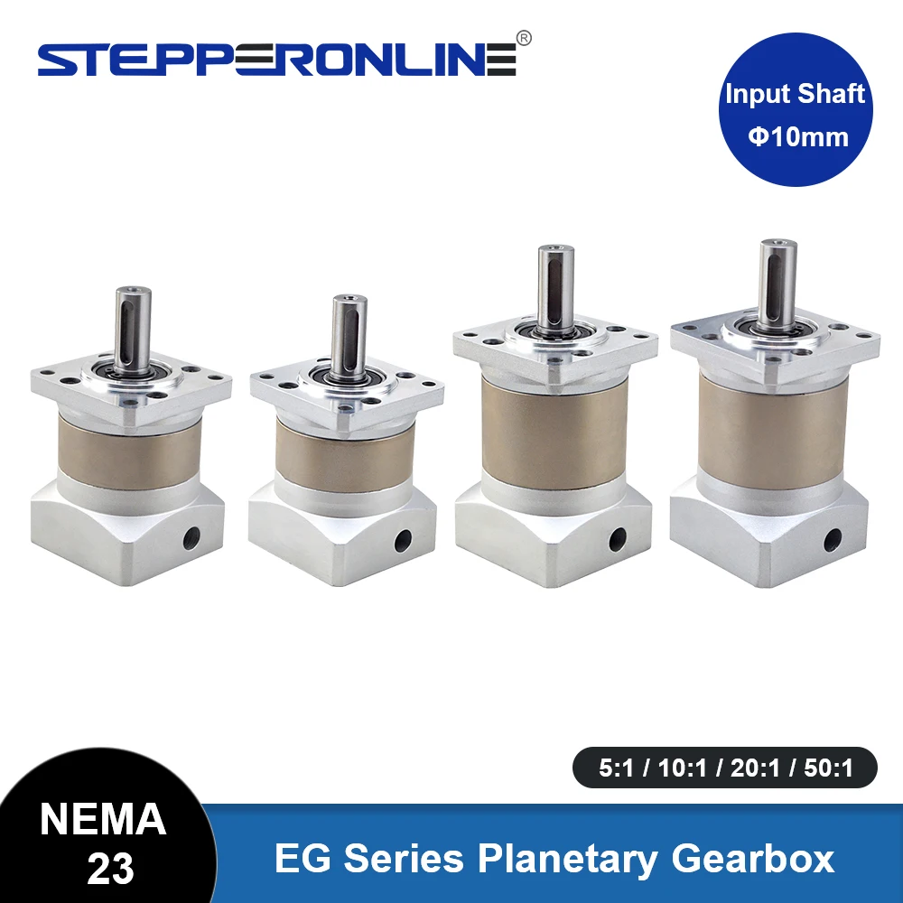 STEPPERONLINE Nema 23 Planetary Gearbox Speed Reducer with Ratio 5:1,10:1,20:1,50:1 10mm Input for Nema23 Stepper Motor