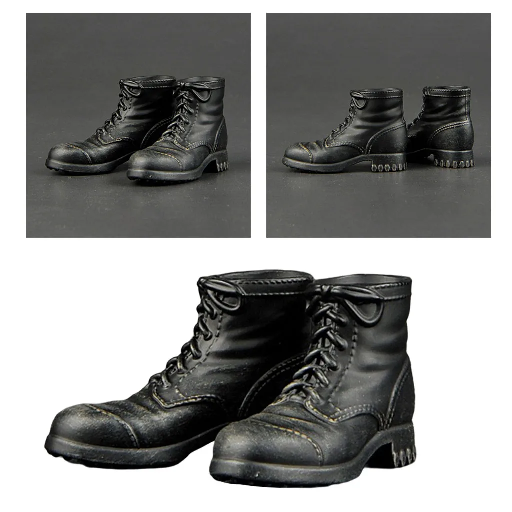 

1/6 Miniature Soldier Combat Shoes Lace Up Combat Boot Shoes Male Hiking Combat Soldier Figure Accessory For 12" Action Doll