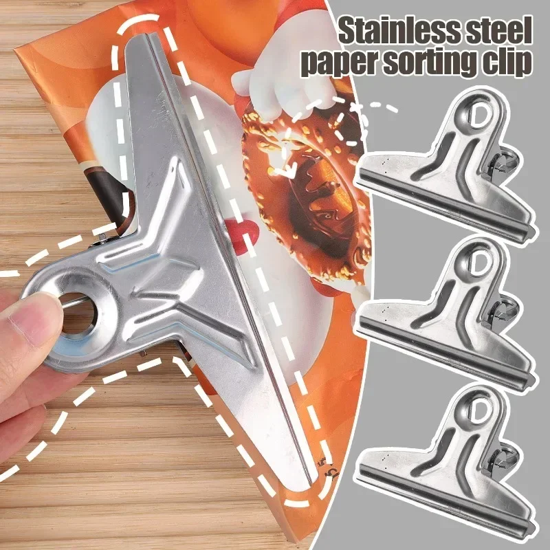 1/3/5Pcs Stainless Steel Multi-functional Metal Clamp Paper Clips Strong Binder School Office Household Stationery Supplies