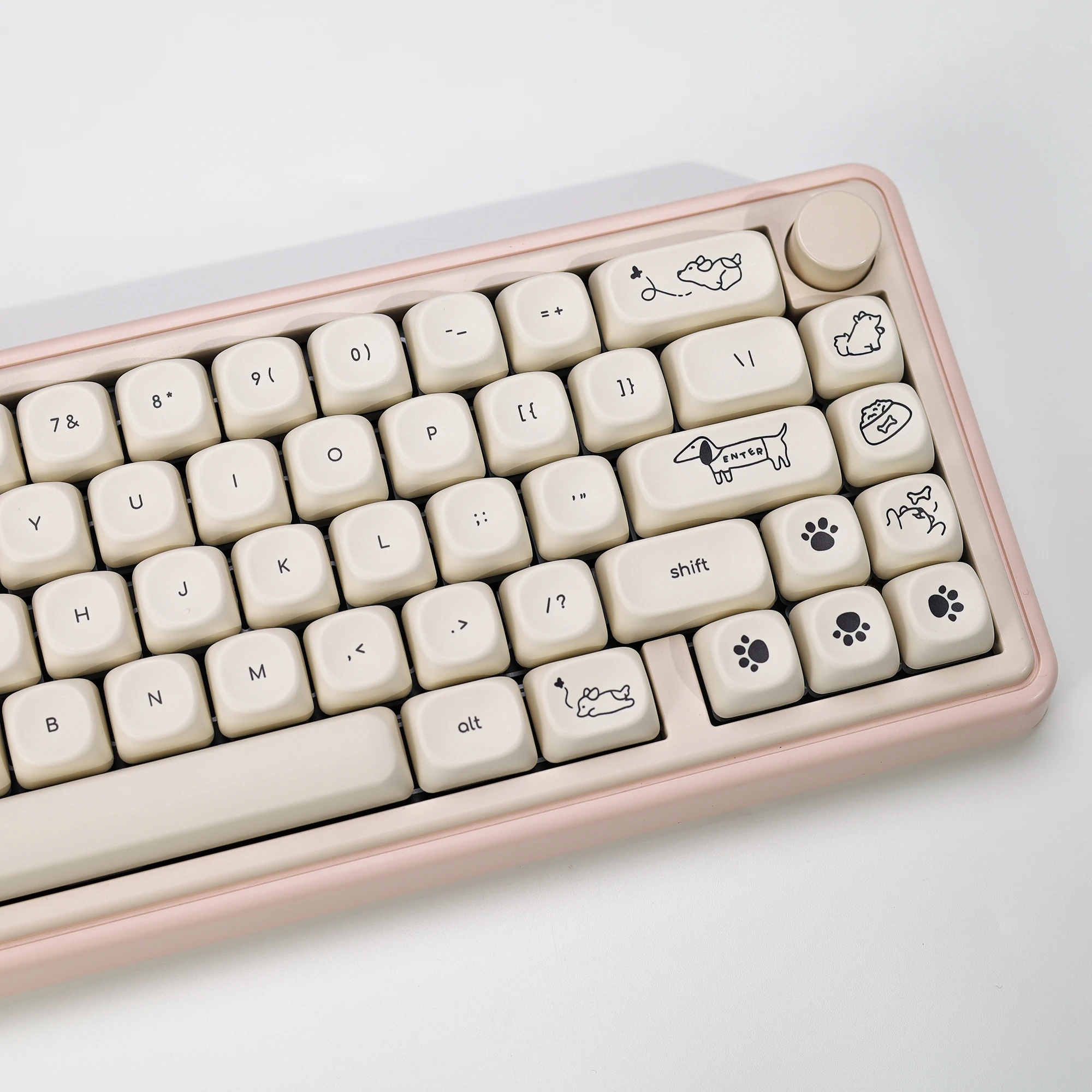 KBDiy Niedliche Hunde-Tastenkappen, PBT, minimalistischer Stil, KOA-Profil, individuelle DIY Alice ISO-Tastenkappe für 60er Wooting Gaming mechanische Tastatur – Detail 10