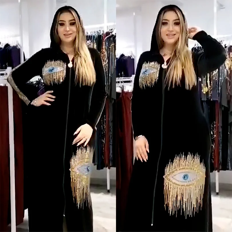 African Dress African Dresses For Women Spring Autumn Long Sleeve V-neck Polyester Sequined Long Robes